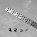 SaniteModar Linear Shower Drain, High Flow Rate Shower Drain 48 inch Removable Grate, Brushed 304 Stainless Steel Linear Floor Drain with Hair Strainer and Leveling Feet