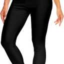 Deerose Print Swim Pants for Women Sun Protection High Waisted Swimming Leggings Rash Guard Pants (Large, Black)