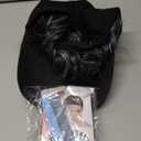 Qlenkay Baseball Cap with Hair Extensions 14inch Wavy Curly Bob Hairstyle Adjustable Wig Hat Attached Synthetic Hairpiece for Woman Dark Black Mix Sliver Gray