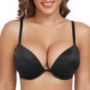 DotVol Women's Deep Plunge Push Up Low Cut Thick Padded Underwire Everyday Bra(Black, 38D)