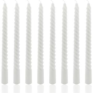 8 Pack 10 Inch Smoke-Gray Spiral Taper Candles Long Burning Dripless Candles for Party Dinner Home Decor Wedding and Celebrations