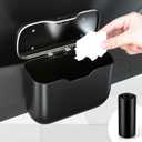 UYYE Car Trash Can, Car Garbage Bin with Lid & Handle - Leak-Proof Mini Trash Can for Car, Truck, SUV - Essential Car Accessories for Organization (Black)