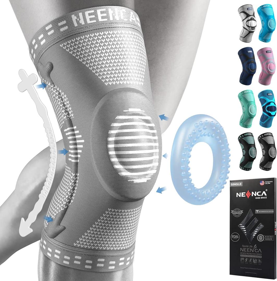 NEENCA Professional Knee Brace for Women/Men, Knee Support with Patella Pad & Side Stabilizers, Compression Knee Sleeve for Knee Joint Pain, Meniscus Tear, ACL, PCL, Runner, Workout - FSA/HSA Approved, Medium