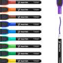 maxtek Magnetic Whiteboard Markers - 12 Count Colorful Fine Tip Dry Erase Markers with Eraser for Kids, Low Odor Thin Markers for Calendar Boards