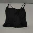 REORIA Women's Sexy Square Neck Trendy Sleeveless Adjustable Spaghetti Strap Corset Tank Crop Tops (Small, Black)