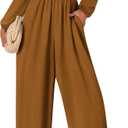 KIRUNDO Jumpsuits for Women Dressy Casual One Piece Long Sleeve Wide Leg Long Pant Rompers With Pockets 2025 Fall Outfits (S)