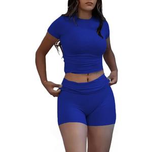 Nimsruc Two Piece Lounge Sets For Women short sets (Large, Royal Blue)