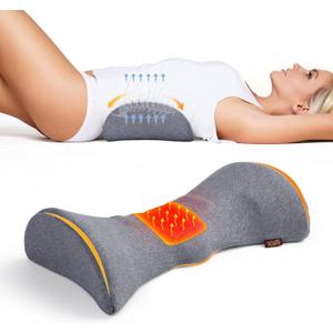 Cozyhealth Lumbar Support Pillow for Sleeping, Heated Lower Back Pillow with Graphene Heating for Lower Back Pain Relief, Memory Foam Mild Support Back Waist Cushion for Bed and Chair (Dark Grey)