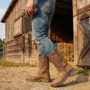 ANGRYRAM Cowboy Work Boots for Men Square Toe Leather Western Boot Slip Resistant Indestructable Steel Toe Safety Boots for Men Work-Man Pro Series, 10.5