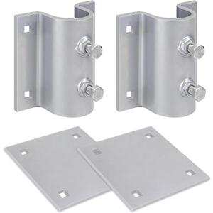 Dock Brackets Hardware,Dock Post Hardware,Stationary Dock Side Leg Pipe Holder Sleeve Pole Bracket,Heavy Duty, Includes 2 Pipe Brackets + 2 Backer Plate + Carriage Bolts