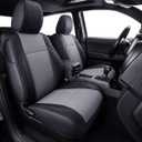 LUCKYMAN CLUB Tacoma Custom Fit Seat Covers for 2024 2025 Tacoma Crew Cab with Faux Leather (Black & Gray) ((2024-2026 Crew) Full Set)