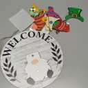 Qunclay Interchangeable Wooden Gnome Decor Holiday Seasonal Gnome Decorations with Magnet Pieces and Detachable Hats Changeable Welcome Sign for Home (Grey and White)