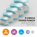 BearBoss 5 Circle Paper Punch, Handmade Scrapbook Paper Puncher, Different Size of Scrapbooking Punches Crafting Designs for Office Supplies, Card Making, DIY Albums Photos, Classic White