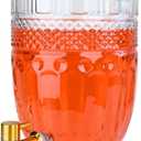 1.3 Gallon Glass Drink Dispenser, Glass Beverage Dispenser with Spigot for Party Bar Wedding, Crystal Collection Jug, Wide Mouth with Lid, Iced Beverage Dispensers (1.3gal Glass relief)