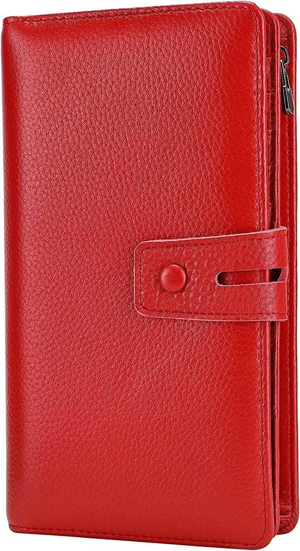 Itslife Womens Wallet,Large Capacity RFID Blocking Leather Wallets Credit Cards Organizer Ladies Wallet with Checkbook Holder