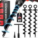 Happin Trampoline Stakes, Trampoline Accessories, Ground Stakes Heavy Duty, Ground Anchors Screw in, Rebar Stakes, Tent Anchors, Yard Spikes, Galvanized Steel (4 Pack Spiral, Black) 15 In x 8mm, Sprial – 4 Pack