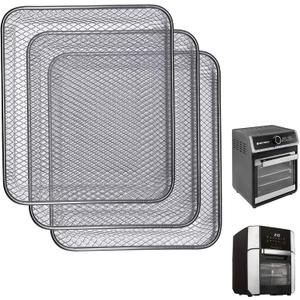 Cooking Crisp Air-Flow Trays: 3-Pack Mesh Stainless Steel Replacement Grill Basket - Fit West Bend Air Fryer Oven 12.6&15 QT PowerXL 12QT - Max Airflow - BPA-Free - Teflon-Free (9 X 10-1/4, Silver)