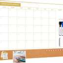 ARCOBIS Dry Erase Calendar Whiteboard Cork Board Combo, 24"x18" Magnetic White Board Calendar Dry Erase for Wall, Gold Frame Monthly Combination Board for Office, Home, School