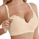 Ekouaer Nursing Bra Wavy Breastfeeding Bras for Women Seamless Maternity Support Wireless Pregnancy Sleep Bralette (Small, Maple Sugar)
