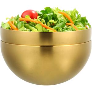 IMIKEYA 1pcs Korean Stainless Steel Bowls Soup Bowls 6" Metal Mixing Bowl Small Serving Bowls Noodle Kitchen Prep Bowl for Noodle Ramen Pasta Salad Cereal Snacks Golden