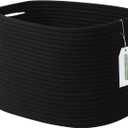 Cotton Rope Storage Basket, 15x10x9 Inches, Woven Basket for Shelves, Clothes, Toys, Towels, Books, and Laundry, Durable and Stylish, Black (1 Pack)