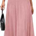 PRETTYGARDEN Spring Dresses for Women 2026 Summer Casual Sleeveless Square Neck A Line Knit Pleated Midi Cocktail Party Dress (Medium, Pink)