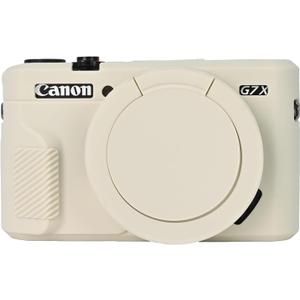 Easy Hood G7X Mark II Case, Protective Case for Canon Powershot G7X Mark II Digital Camera, Removable Lens Cover Silicone Sleeve Soft Camera Cover Rubber Protective Body Skin- Beige