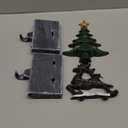 Christmas Stocking Holders for Mantle - Set of 2 Heavy Duty Cast Iron Stocking Hangers with Non-Slip Base | Exquisite 3D Xmas Tree, Reindeer Mantel Hook for Fireplace Decoration Holiday Gifts