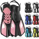 Snorkel Fins, Swim Fins Travel Size Short Adjustable for Snorkeling Diving Adult Men Women Open Heel Swimming Flippers