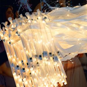 200 PCS Wedding Wands with Ribbons & Bells, Romantic Sparkle with Three Light Modes, Light up Wands for Wedding Send Off, New Year, Birthday Party, Parties, and Celebrations