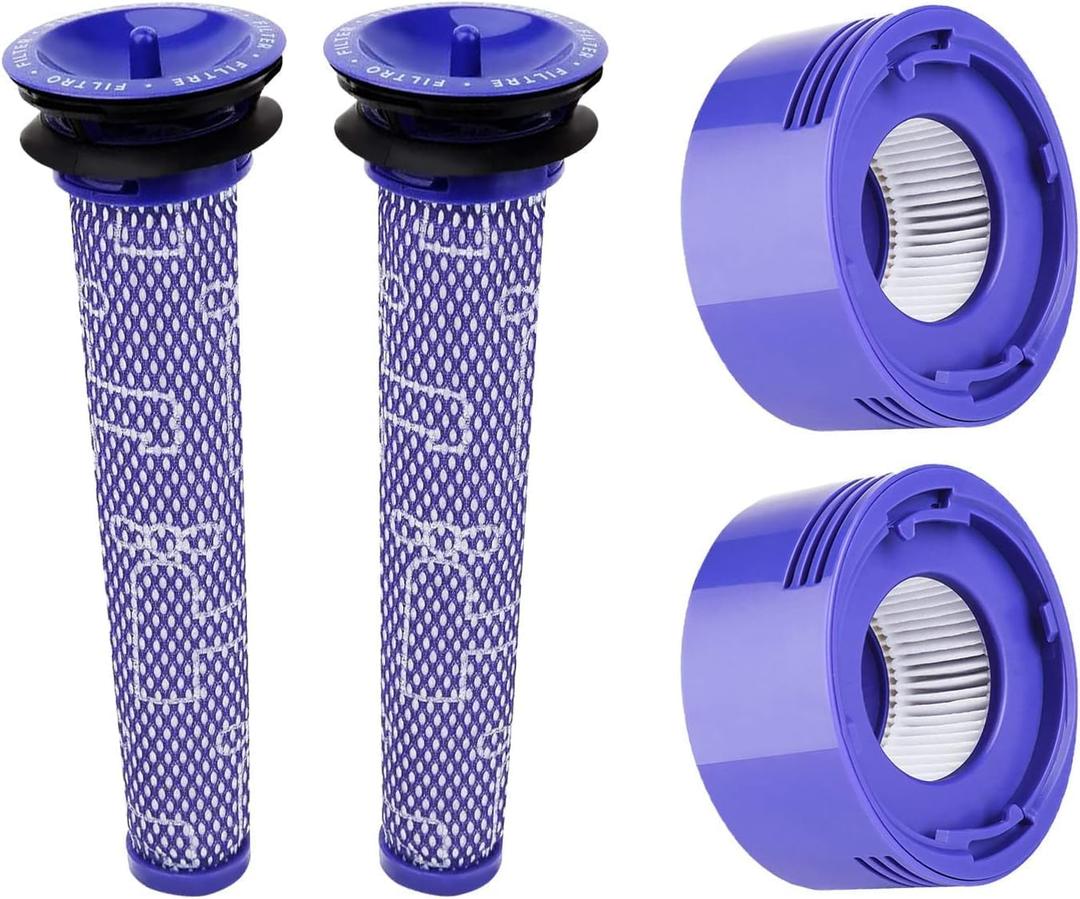 Hechuang Filters kit for Dyson V7, V8 Animal And Absolute Vacuum, 2 Pack Replacement Parts (DY-96566101) and 2 Pack Post- Filter (DY-96747801)