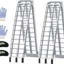 KROAK Aluminum Loading Ramps 1700 Lbs, 7.5ft 2Pcs Folding Powerspots Ramps for Pickup Trucks Bed, Trailers Ramp with Load Straps for Motorcycles, ATV/UTV, Lawn mowers,Tractors, 90"L x 12"W, 2Pcs