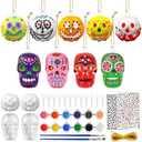 12 Set Halloween Crafts Kits, Foam Halloween Tree Ornaments, Dia De Los Muertos Arts and Crafts Decorations Supplies with Pumpkin Sugar Skull Stickers Paint for Classroom Party Favors