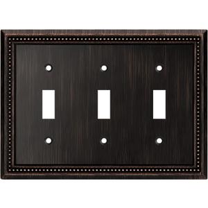 Henne Bery Sunken Pearls Heavy Duty Decorative Wall Plate Switch Plate Outlet Cover (Triple Toggle, Aged Bronze)