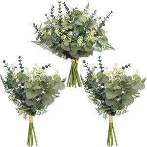 Mixed Artificial Eucalyptus Stems Bulk 3pcs 5 Kinds Faux Silver Dollar Eucalyptus Fern Leaves Picks Artificial Greenery Stems Sprays Bouquet for Vase DIY Wedding Bouquet Floral Arrangement Home Decor