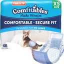 Hartz Comfitables Disposable Male Dog Wraps with Stretchy Waistband, Extra Small 46 Count
