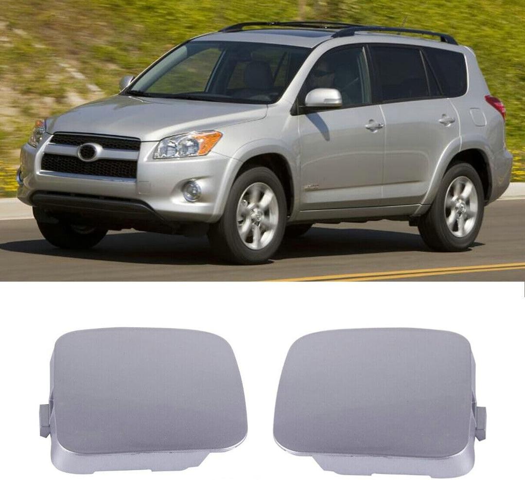 2Pcs Right + Left Side Front Bumper Tow Hook Eye Cover Cap for Toyota RAV4 2009 2010 2011 2012 Silver