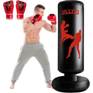 Freestanding Punching Bag for Adults with Gloves, Kick Boxing Bag with Stand for Adults, Blow up Punching Bag for Kids 12-14