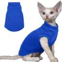 PUMYPOREITY Cat Sweater, Warm Kitten Clothes, Fleece Winter Coat for Hairless Cats, Soft Dog Fleece Vest, Cold Weather Pet Sweater for Dogs and Cats, Dark Blue, S