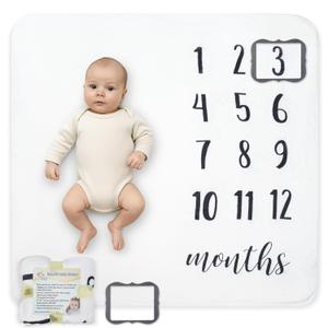 Baby Monthly Milestone Blanket, Premium 265GSM Soft Flannel Fleece, Large Photography Background Blanket for Baby Boys and Girls, Photo Prop for Newborn 1 to 12 Months, for Mom, 47"x47" Large Baby Monthly Milestone Blanket, Premium 265GSM Soft Flannel Fleece, Large Photography Background Blanket for Baby Boys and Girls, Photo Prop for Newborn 1 to 12 Months, for Mom, 47"x47" Large