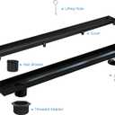 Offset Linear Shower Drain, Brushed 304 Stainless Steel Side Outlet Black Floor Drain with Hair Catcher and Adjustable Feet (48 inch)