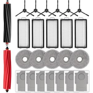 (25 Pack) Qrevo Master Replacement Parts for Roborock Qrevo Master, Qrevo Slim Robot Vacuum, 2 Roller Brushes, 6 Side Brushes, 7 Dust Bags, 5 HEPA Filters, 5 Mop Pads, Accessories Kit