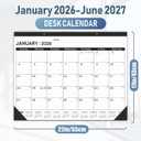 Desk Calendar 2026-2 PACK,January 2026 to June 2027,Desk calendar 2026-2027 Large 22x17, Calendar 2026 with PVC Cover,Round Holes& NOTES List (Black),18 Months 2026 Desk Calender.