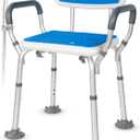 Heavy Duty Shower Chair for Inside Height Adjustable Shower Chair with Arms Shower Seats for Elderly, Disabled and Handicap Support Up to 330 Pounds