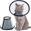Vivifying Cat Cone, Adjustable Recovery Pet Cone, Lightweight Plastic Elizabethan Collar for Cats, Dogs and Rabbits (Black) M