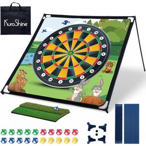 6.5ft6.5ft Large Golf Chipping Dart Game with 20 Colorful Sticky Balls, Indoor Outdoor Golf Practice Net for Adults & Families, Portable Golf Target Game for Backyard, Party (Green)