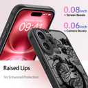 FUNMIKO for iPhone 16 Plus Case Wireless Charging & Military-Grade Protection - Trendy Floral Design for Women Girls, Matte Non-Slip Phone Cover with Shockproof Corners - Floral Sketch