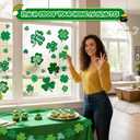 4 x 4Es Novelty 115 PCS St. Patricks Day Window Clings (9 Sheets)  Green Shamrock Window Clings for Glass, St Patricks Day Window Decorations & Irish Home Decor