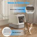 Cat Litter Box with Scoop, Front Entry Covered Litter Box with Lid, Top Exit Kitty Litter Box, Easy to Clean Durable Plastic Litter Pan, Ideal Size for Small to Medium Cats 20.61614.3Yellow