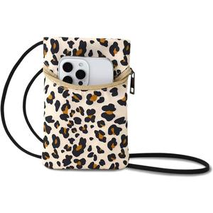 Small Crossbody Women Cell Phone Purse Wallet Bag With Shoulder Strap (Leopardprint/Polyester)